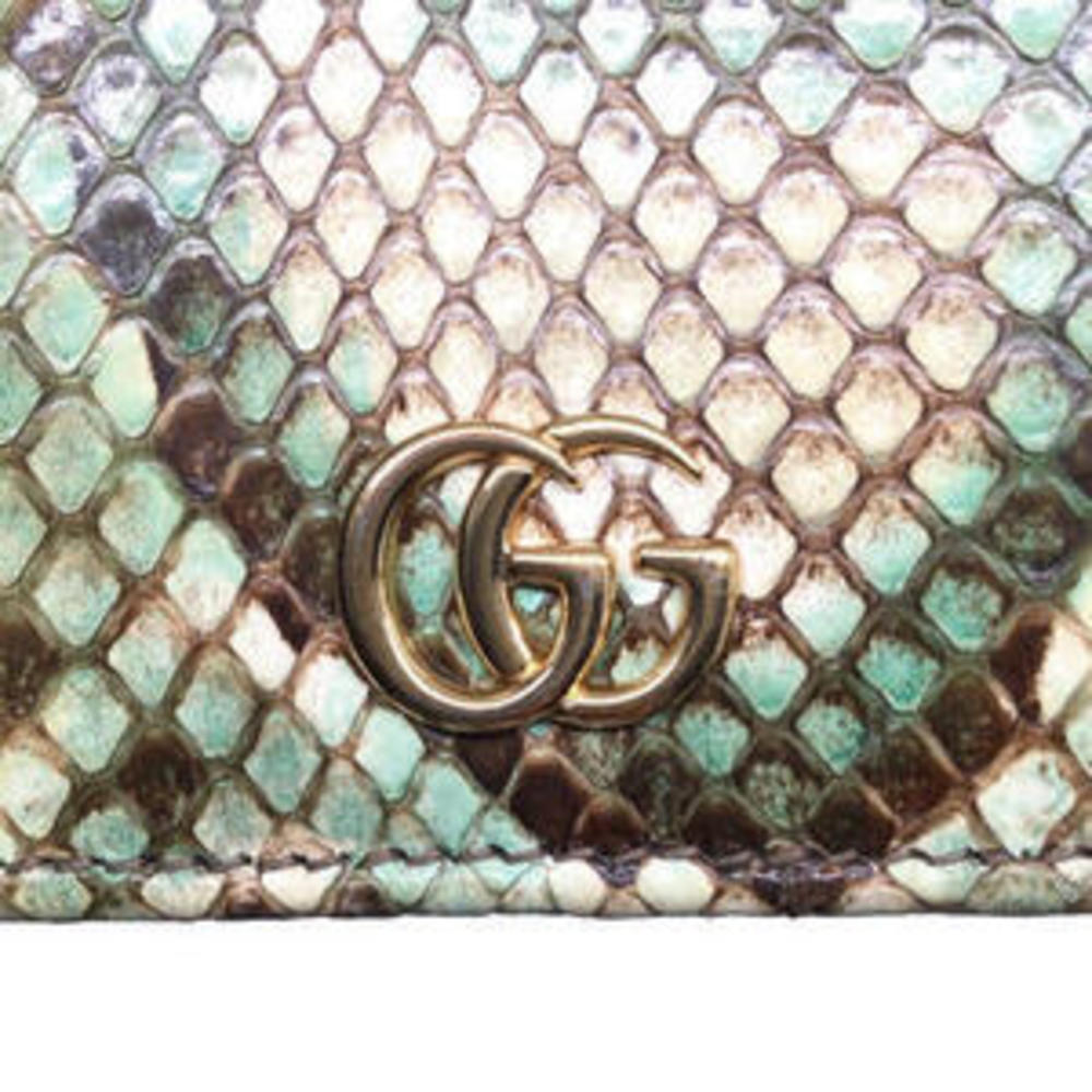 Gucci Python Green Leather Gg Wallet Marmont Brown - image 7